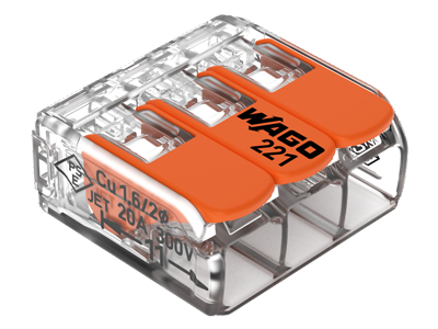 WAGO 221-413 3-conductor compact splicing connector